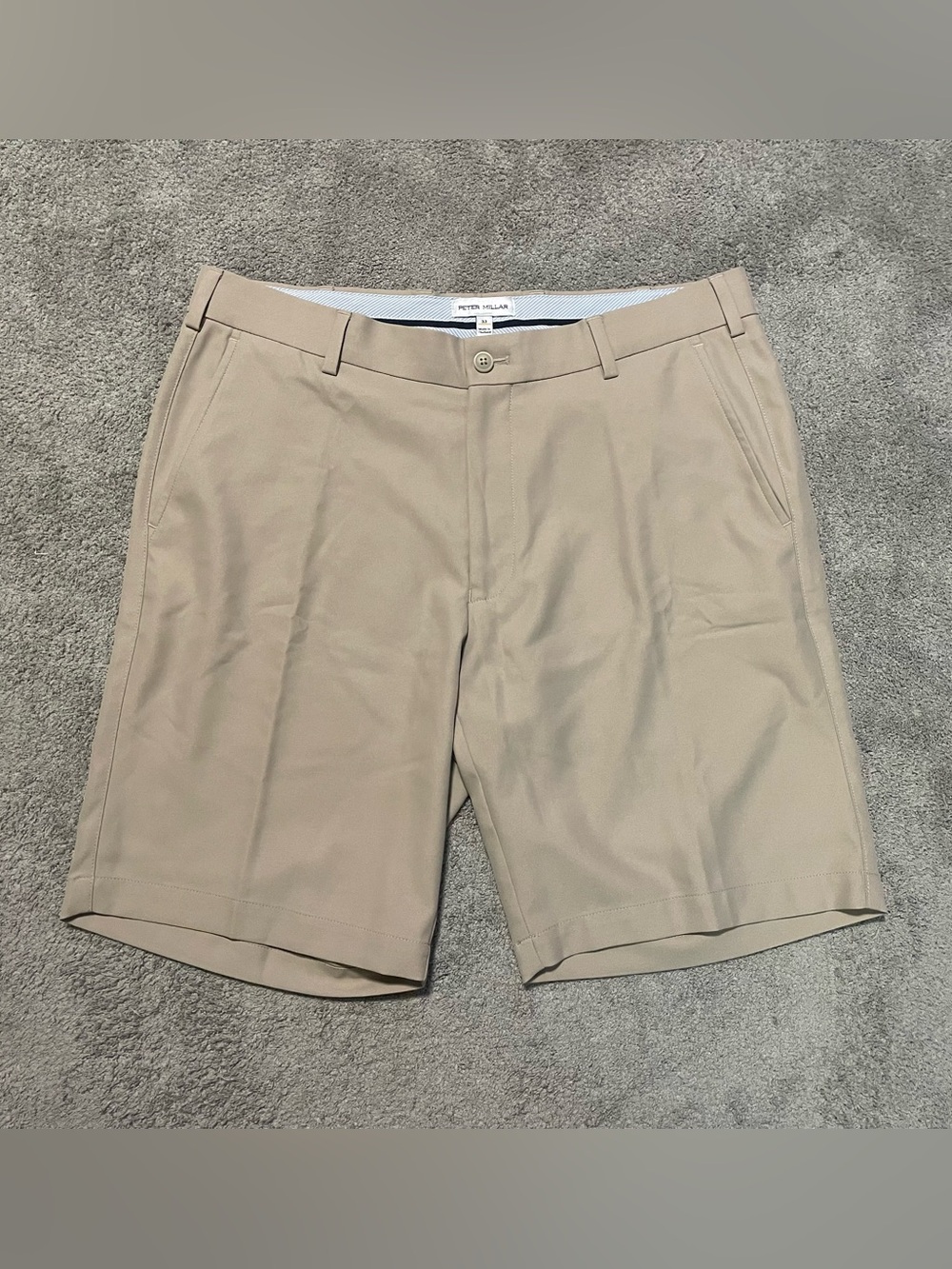Peter Millar Salem Shorts Men’s 33 Beige Classic Fit 9” Inseam Golf Preppy
